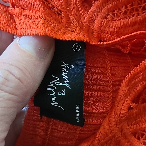 Lace Sleeveless Peplum Top Size XL Orange Red Adjustable Straps Sexy Travel Cute - Picture 5 of 6